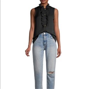 NEW TORY BURCH SLEEVELESS BLACK BUTTON DOWN SILK BLOUSE TOP 4
